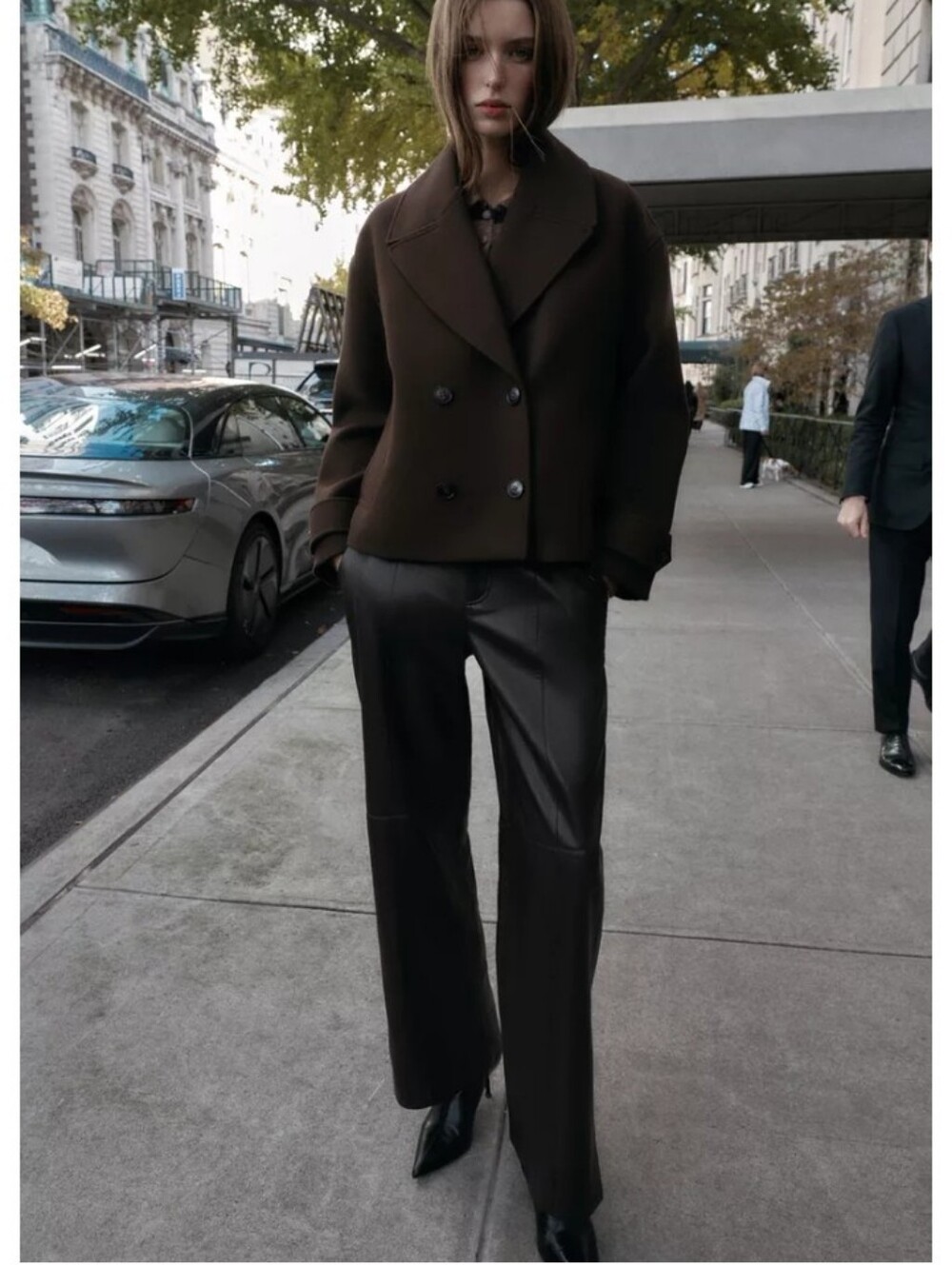 Zara Double-Breasted Short Coat - Brown Sz-XXL
